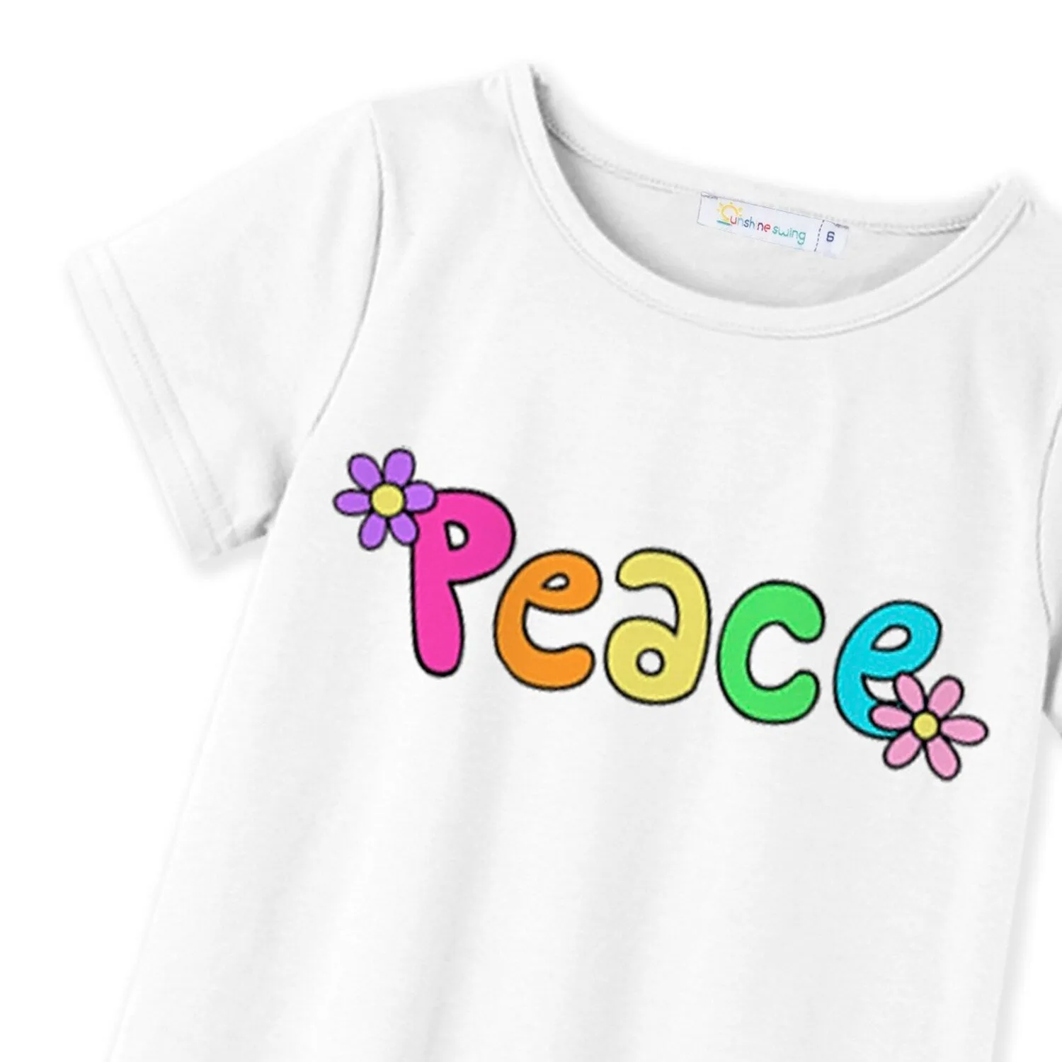 White "Peace" Tunic & Flare Pants sold by Zulily product image thumbnail 3