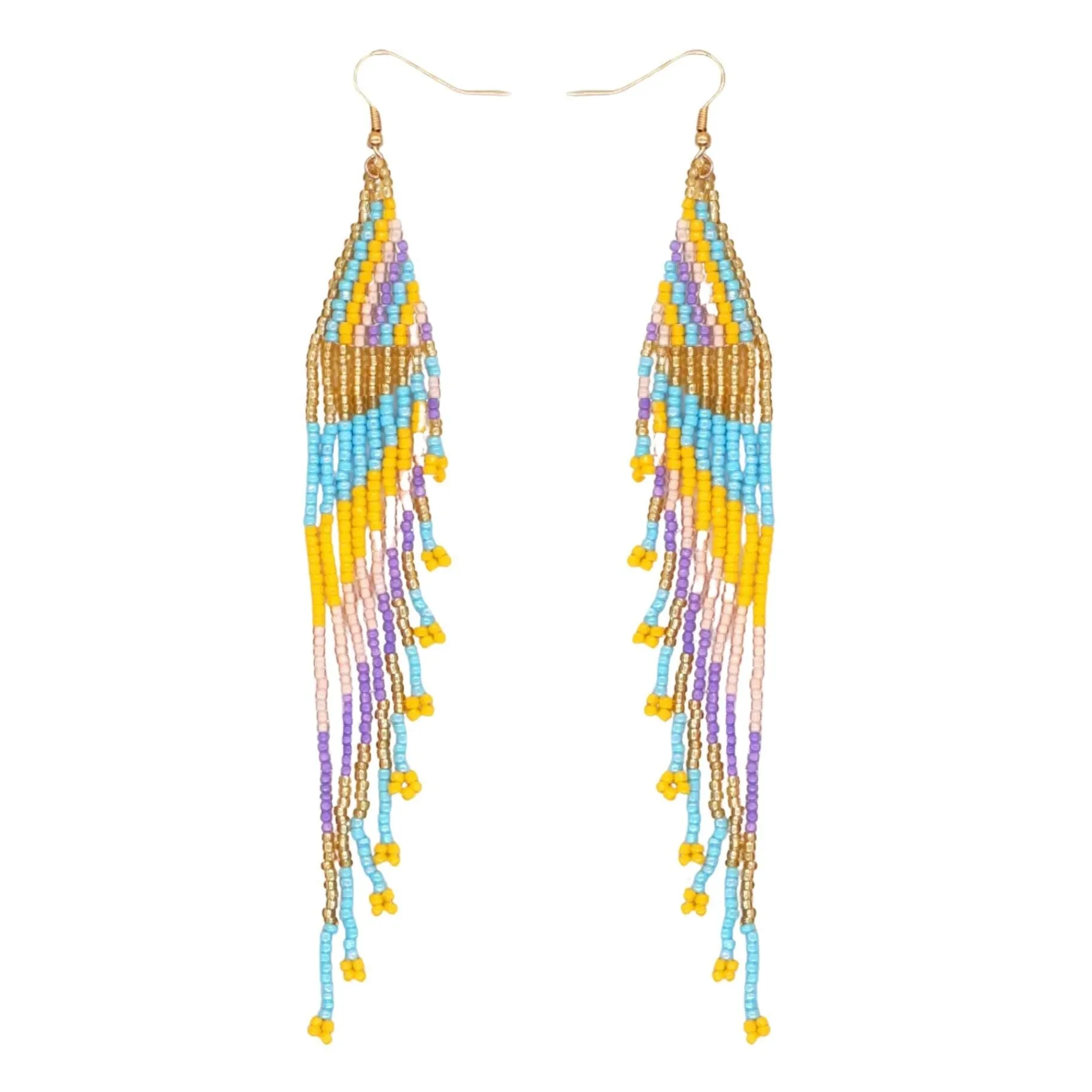 Goldtone Seed Bead Drop Earrings In Mustard And Turquoise sold by Zulily