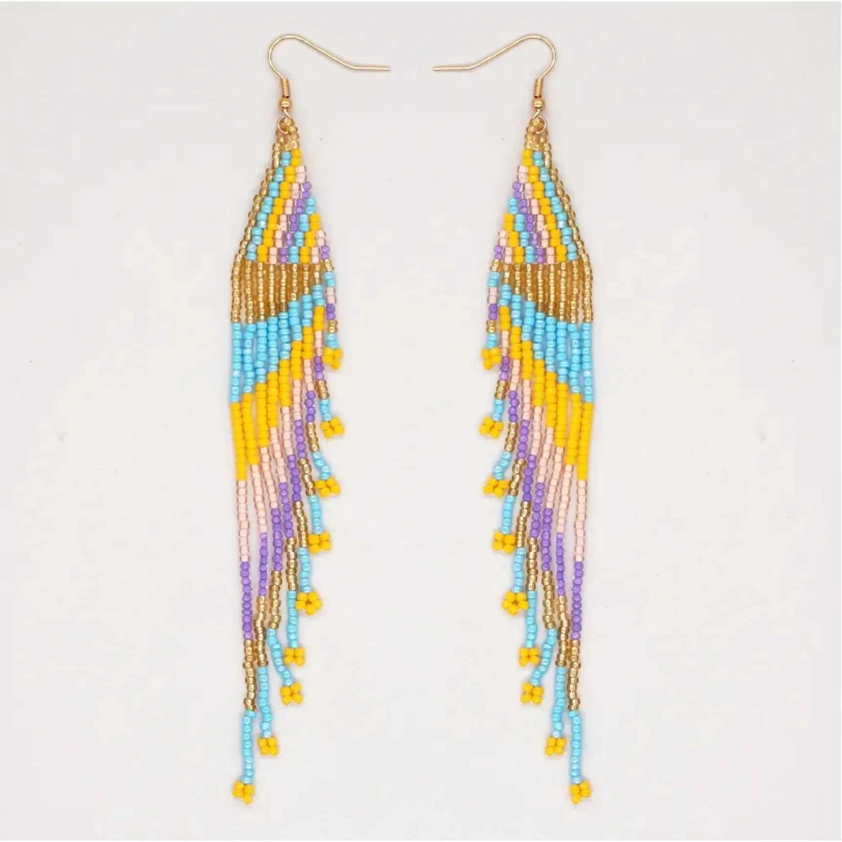 Goldtone Seed Bead Drop Earrings In Mustard And Turquoise sold by Zulily product image thumbnail 2