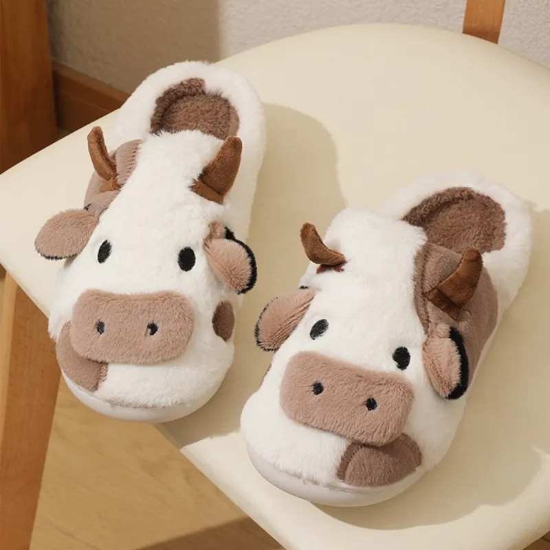 Brown Dairy Cow Plush Slippers sold by Zulily