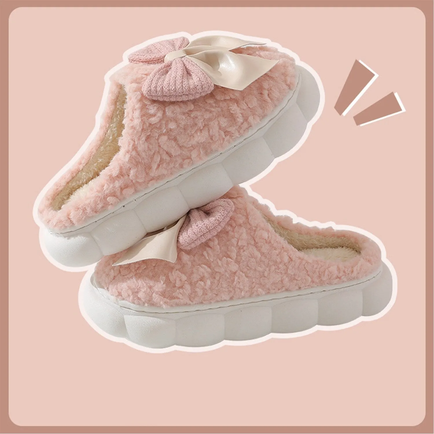 Pink Bow Plush Slippers sold by Zulily product image thumbnail 2