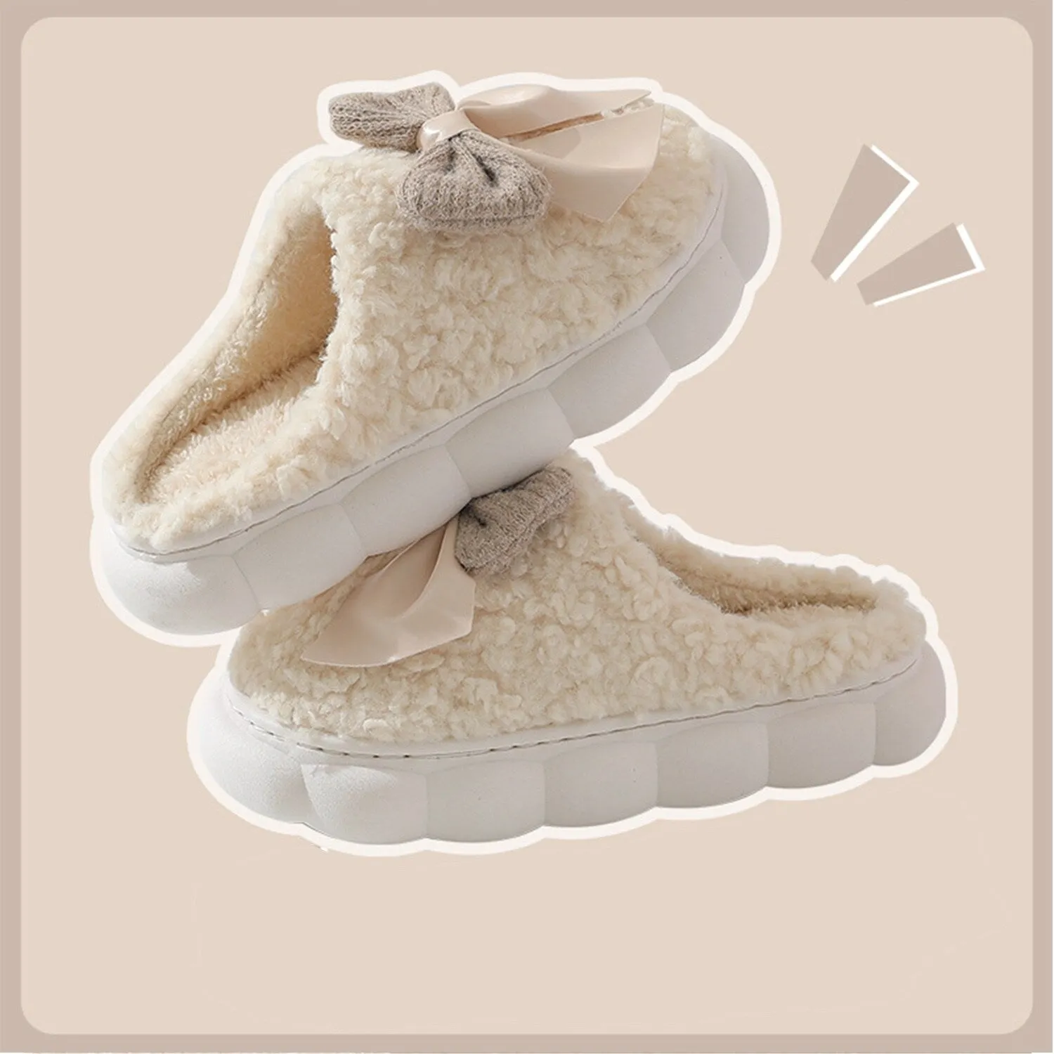 White Bow Plush Slippers sold by Zulily product image thumbnail 2