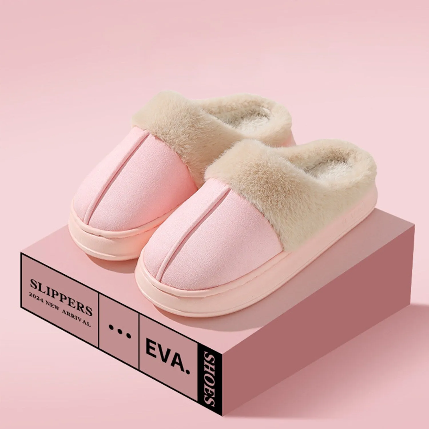 Pink Plush Slippers sold by Zulily