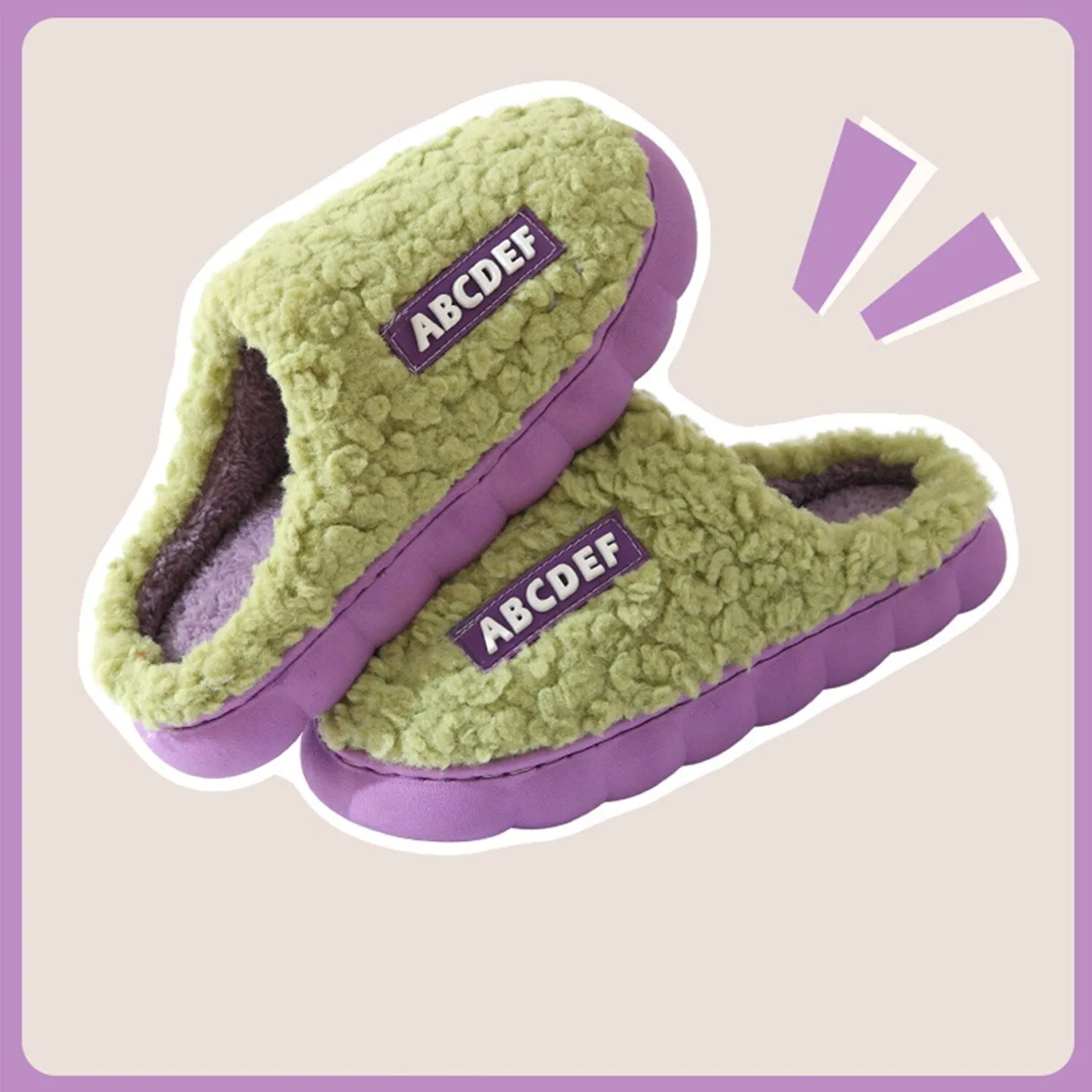 Green & Purple Plush Slippers sold by Zulily