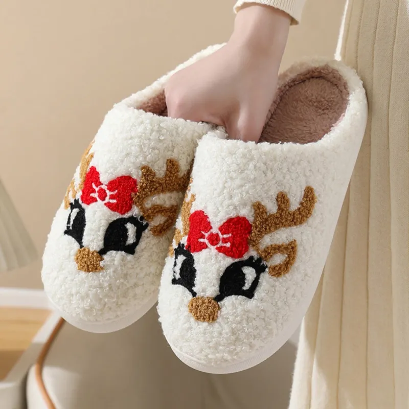 White Fox Face Plush Slippers sold by Zulily