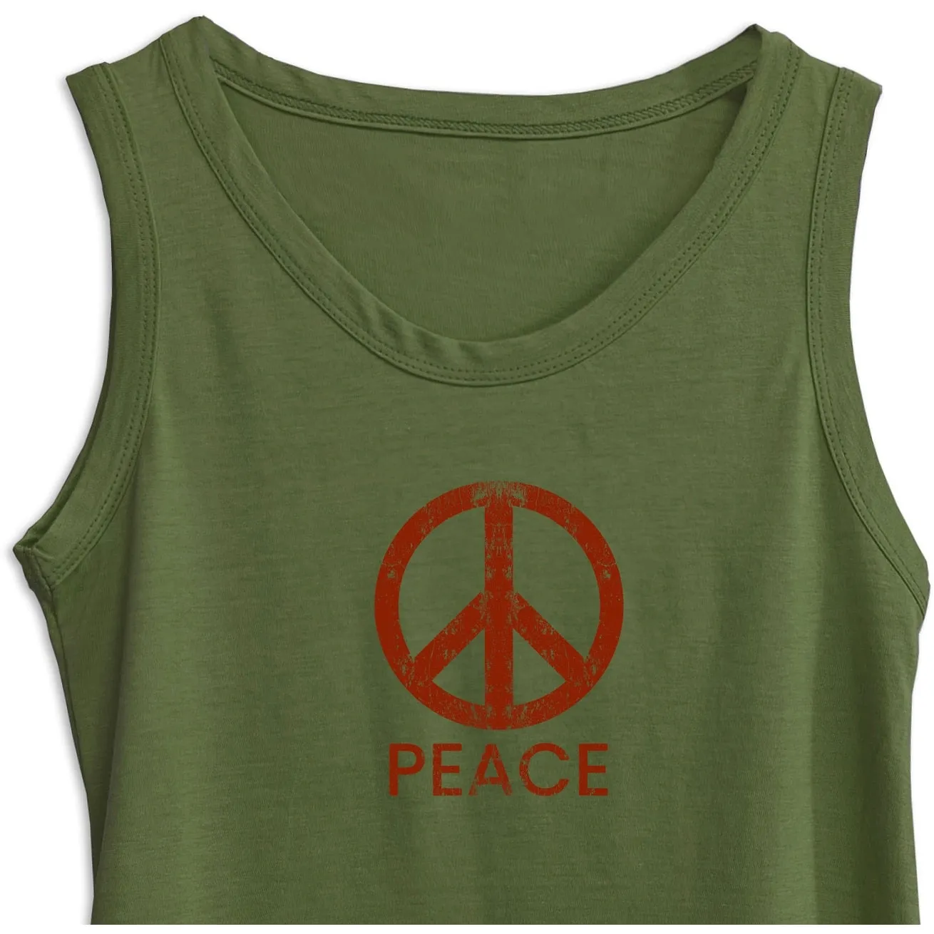 Green 'Weathered Peace Sign' Women's Modal/Cotton Flowy Tank & PJ Shorts Set sold by Zulily product image thumbnail 2