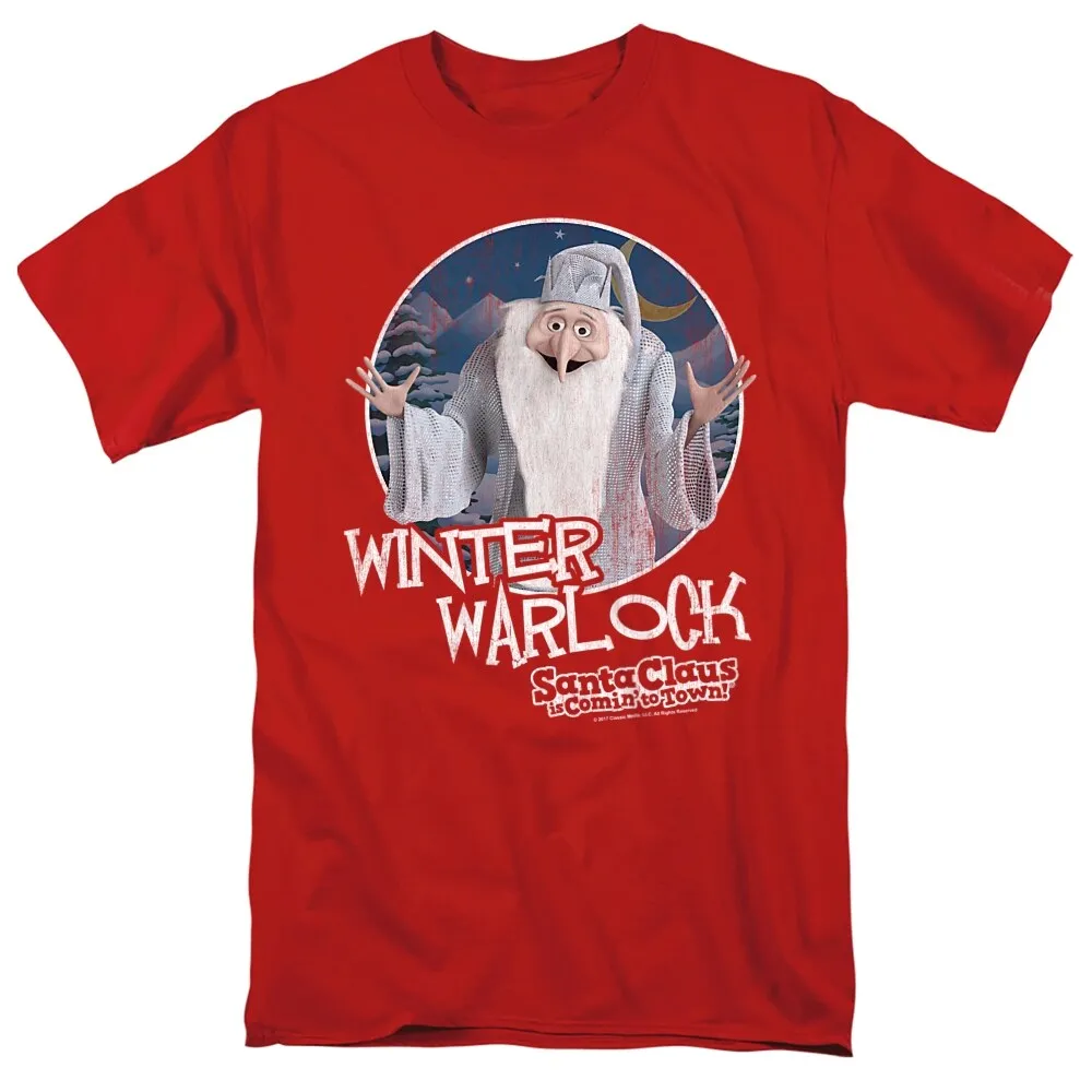 Santa Claus Is Comin To Town Winter Warlock Adult Unisex T-Shirt, Red sold by Zulily