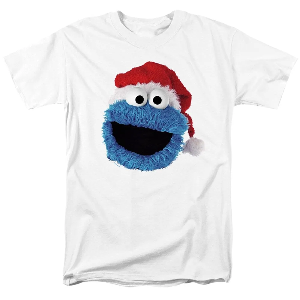 Sesame Street Cookie Monster Christmas Hat Adult Unisex T-Shirt, White sold by Zulily product image thumbnail 4