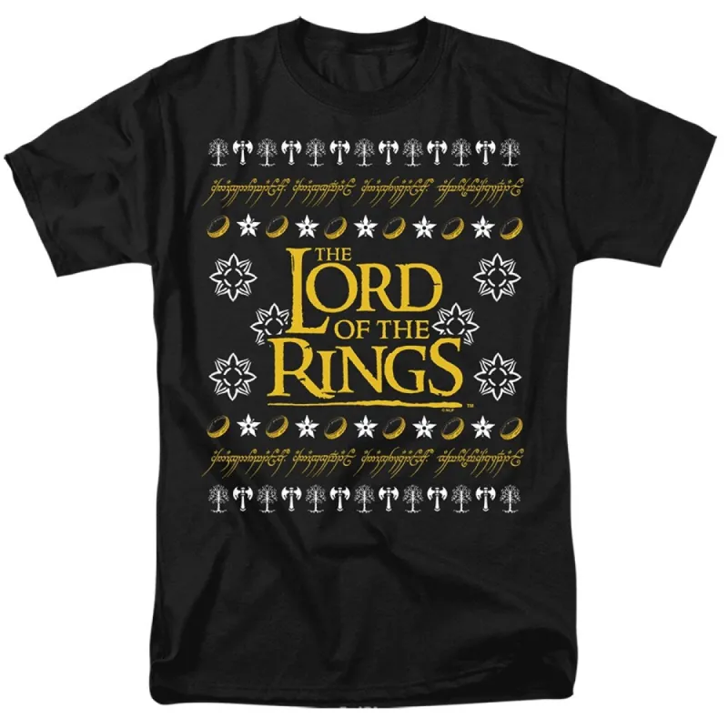 Lord of The Rings Ugly Christmas Logo Adult Unisex T-Shirt, Black sold by Zulily