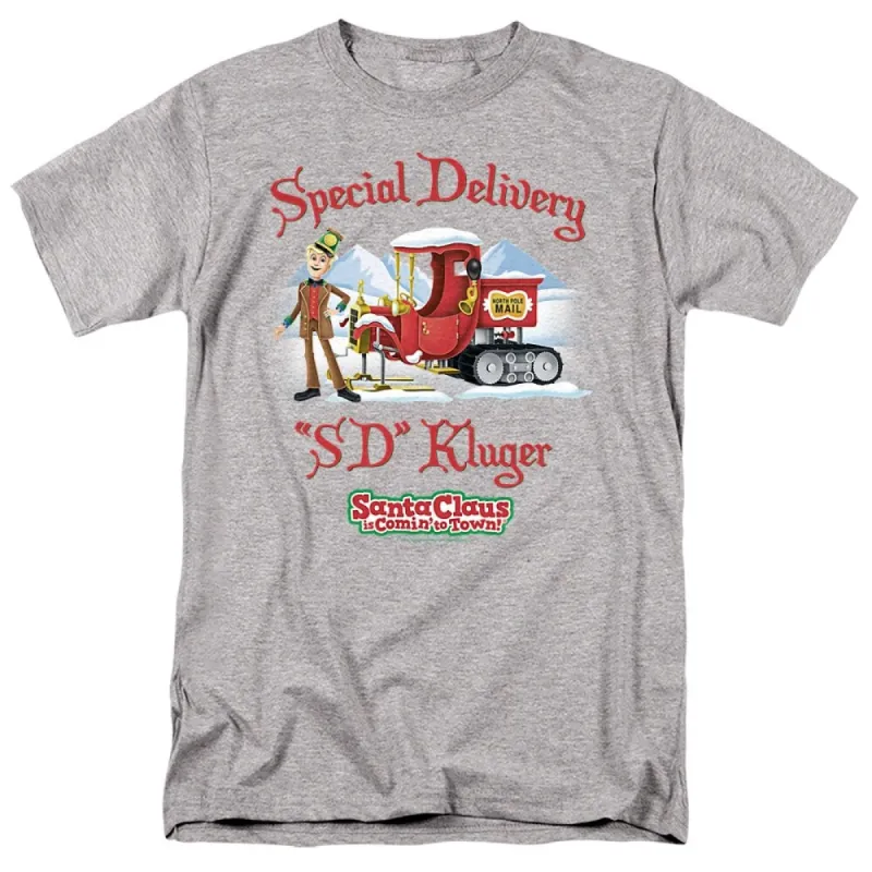 Santa Claus Is Comin To Town Kluger Adult Unisex T-Shirt, Athletic Heather sold by Zulily