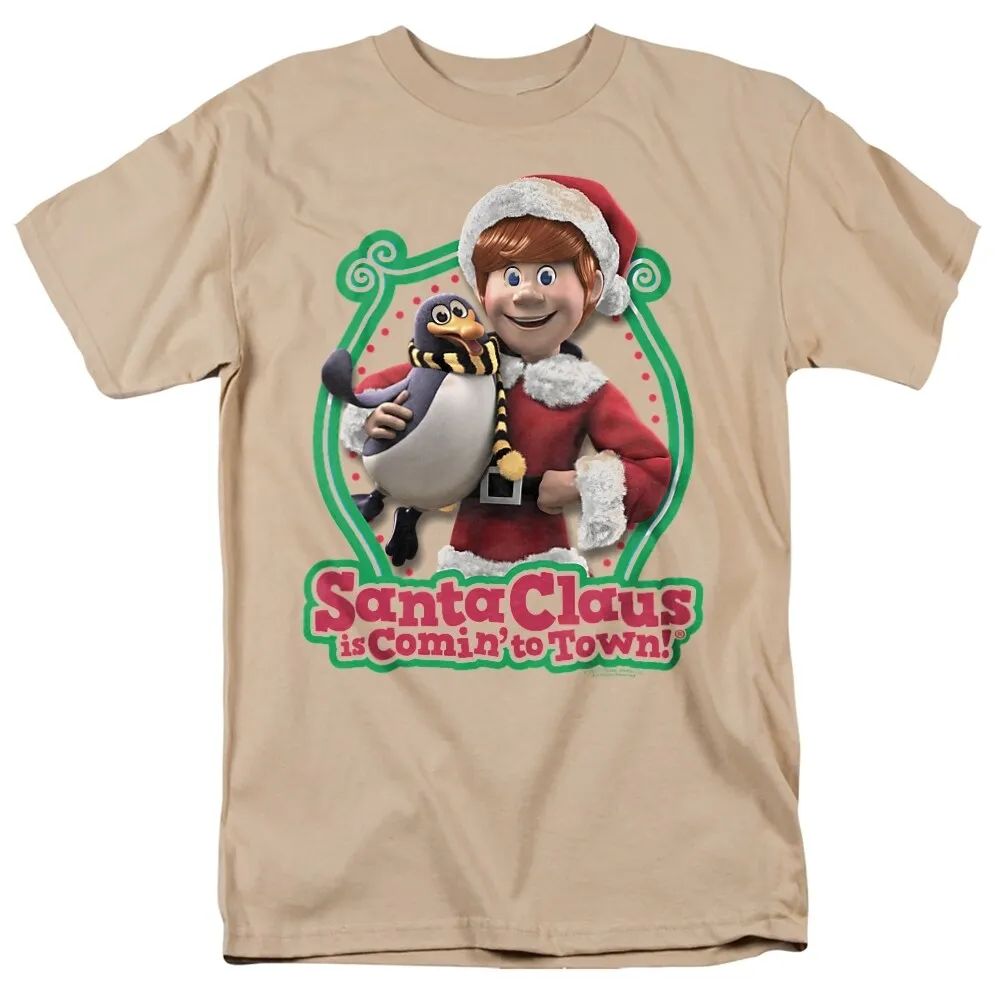 Santa Claus Is Comin To Town Penguin Adult Unisex T-Shirt, Sand sold by Zulily product image thumbnail 4