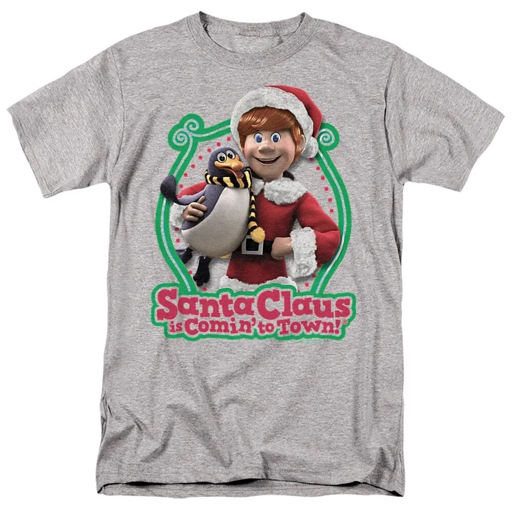 Santa Claus Is Comin To Town Penguin Adult Unisex T-Shirt, Athletic Heather sold by Zulily
