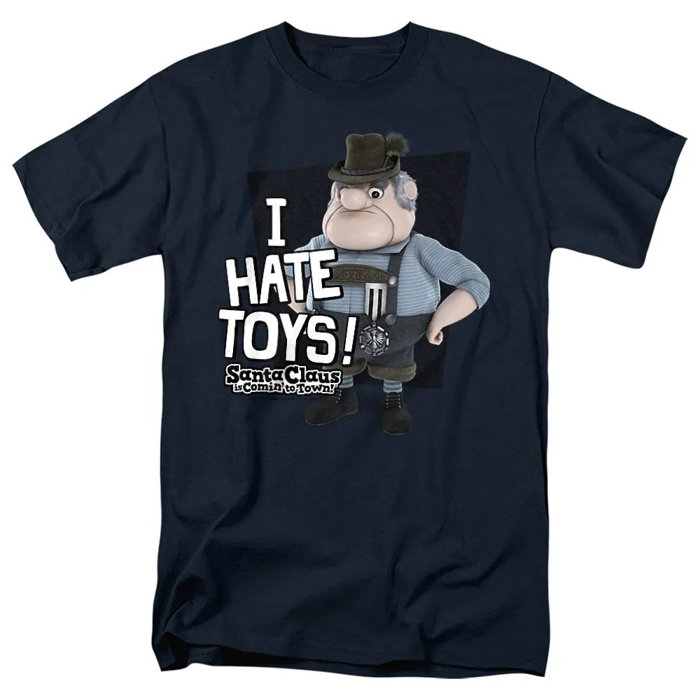 Santa Claus Is Comin To Town Hate Toys Adult Unisex T-Shirt, Navy sold by Zulily