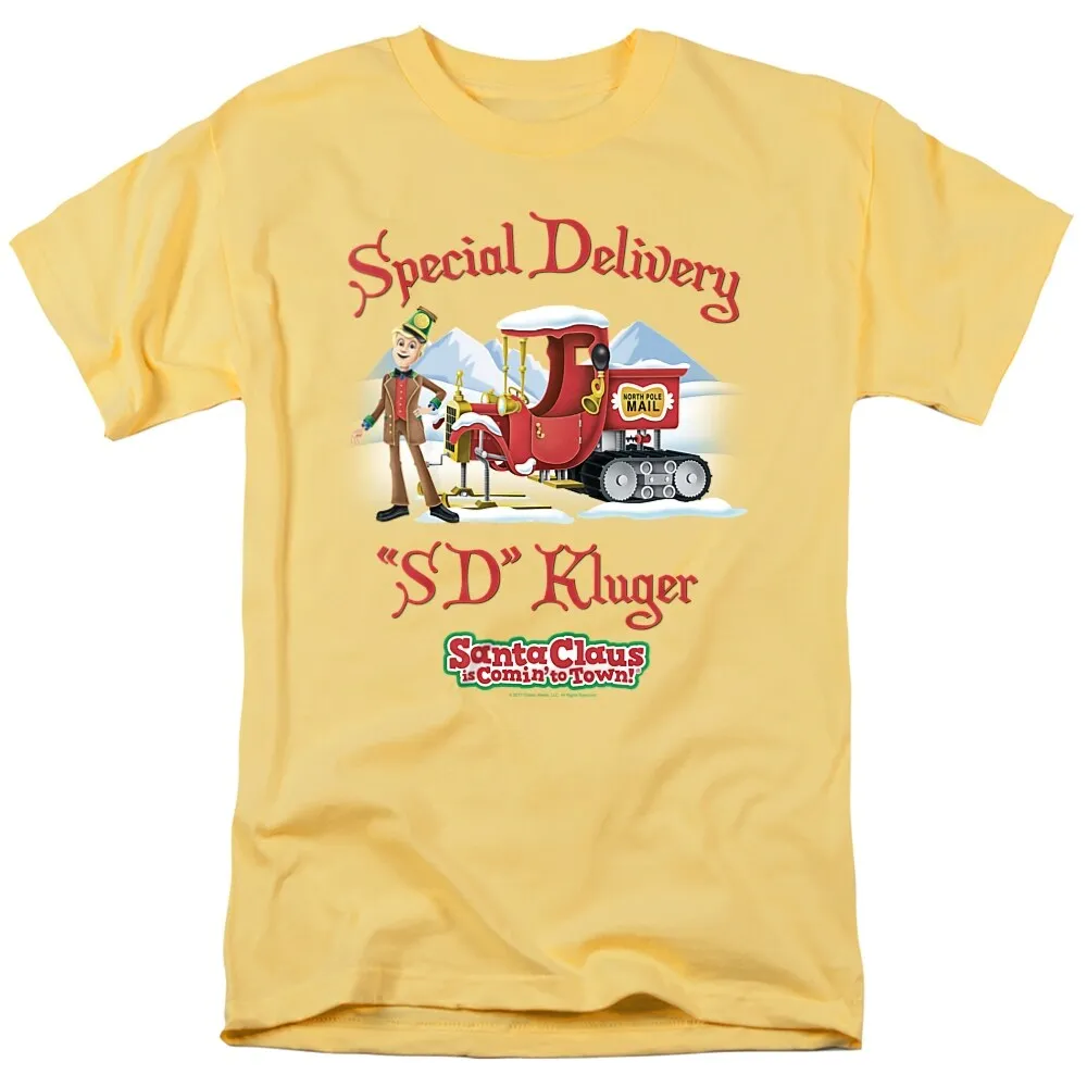 Santa Claus Is Comin To Town Kluger Adult Unisex T-Shirt, Banana sold by Zulily