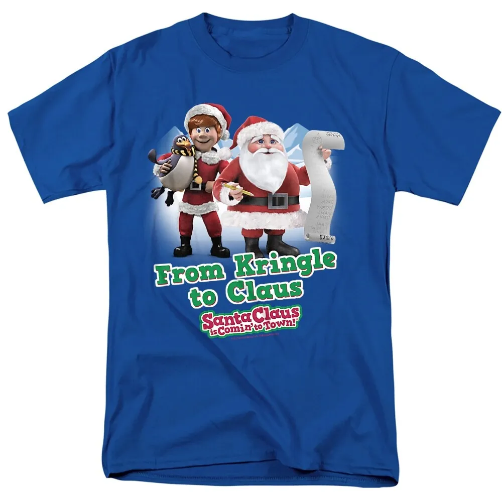 Santa Claus Is Comin To Town Kringle To Claus Adult Unisex T-Shirt, Royal sold by Zulily