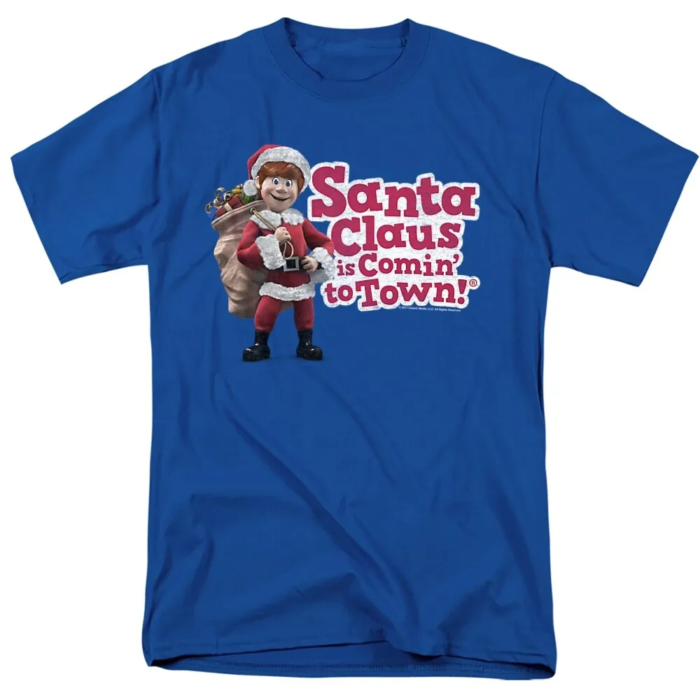Santa Claus Is Comin To Town Santa Logo Adult Unisex T-Shirt, Royal sold by Zulily product image thumbnail 5