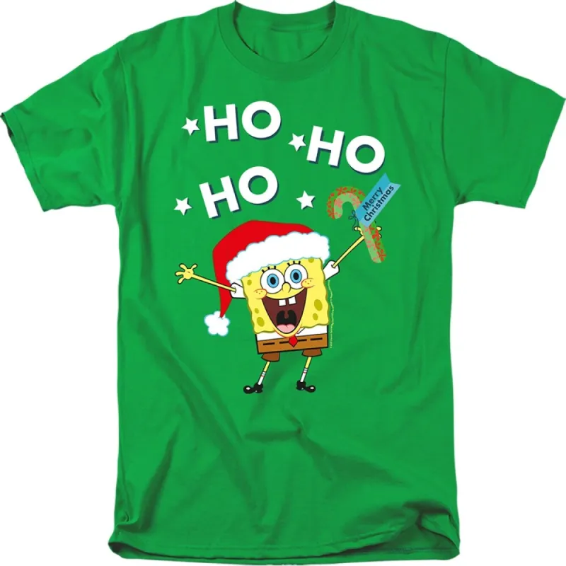 Spongebob Squarepants Ho Ho Ho, Merry Christmas! Adult Unisex T-Shirt, Kelly Green sold by Zulily