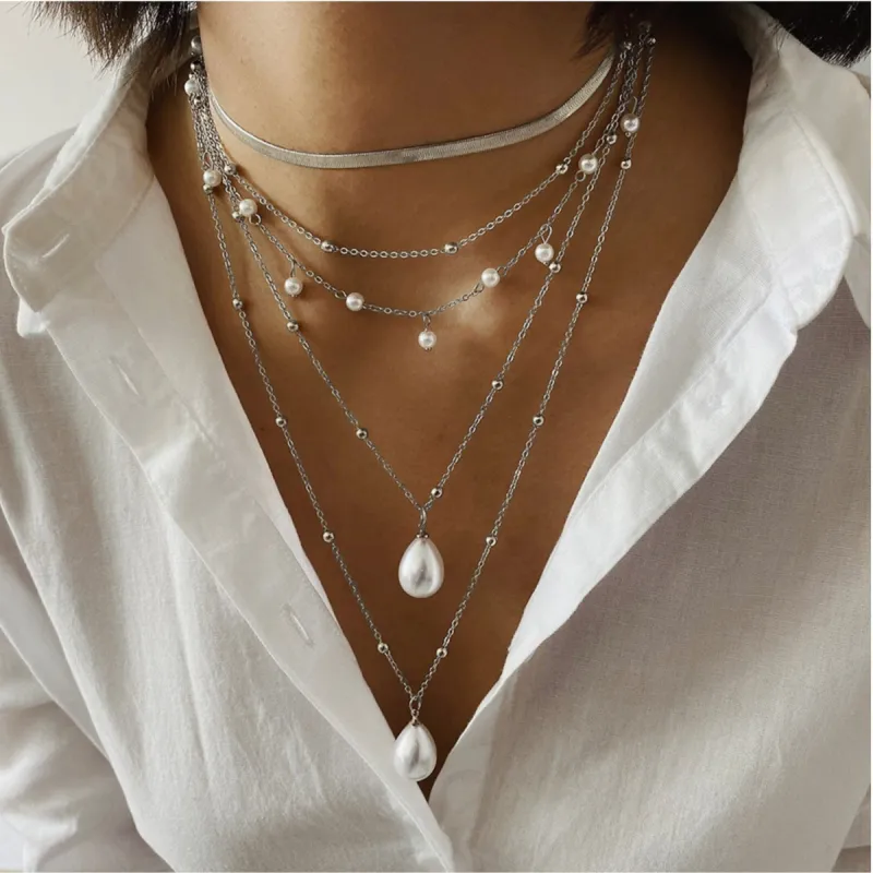 Silvertone Imitation Pearl Layered Necklace sold by Zulily