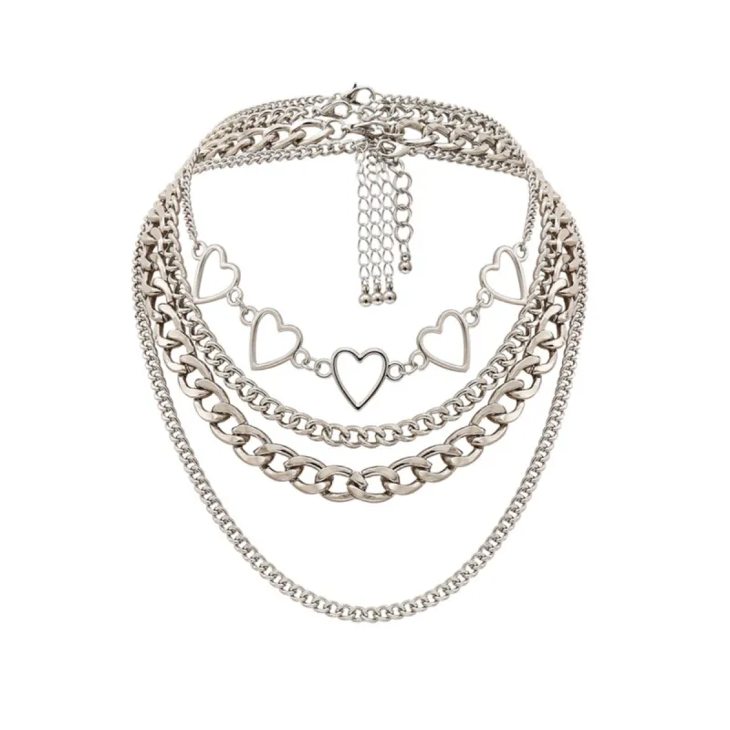 Silvertone Layered Heart Necklace sold by Zulily