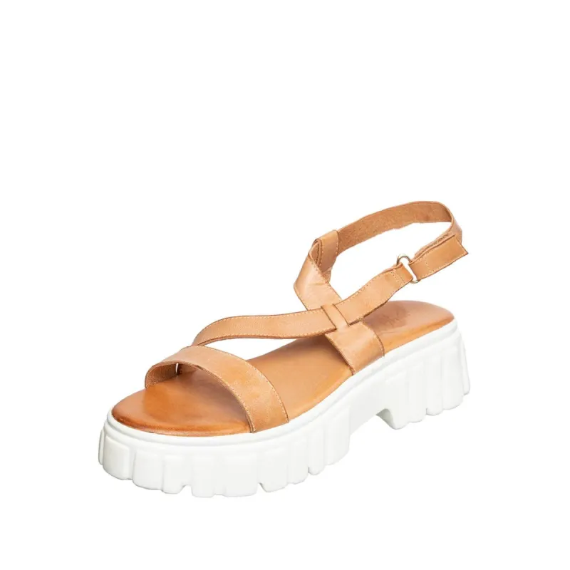 S07 Fadi Tan Leather Sandal sold by Zulily