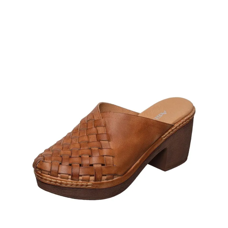 R10 Senna 36 Tan Leather Clog sold by Zulily
