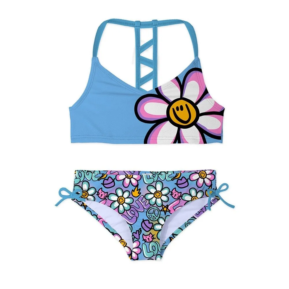 Blue Floral Print Bow-Accent Bikini sold by Zulily