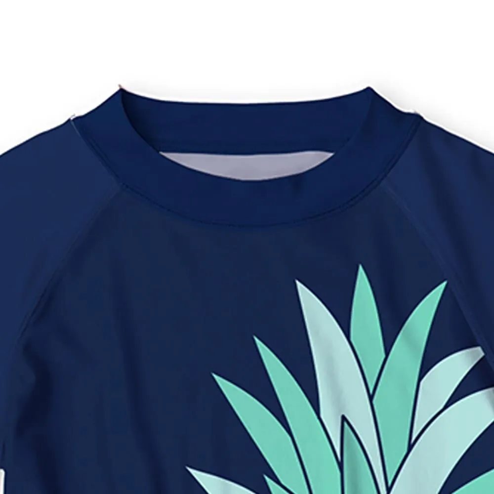 Navy & Yellow Pineapple Skull Print Short Sleeve Rashguard Set sold by Zulily product image thumbnail 2