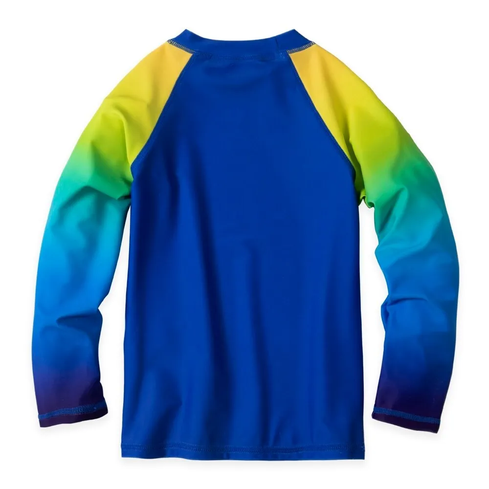 Yellow & Blue Shark & Ombre Print Long Sleeve Rashguard Top sold by Zulily product image thumbnail 2