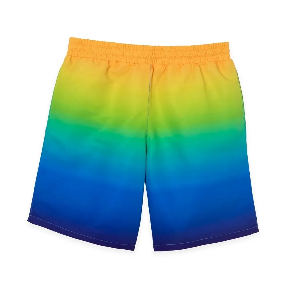Yellow Green & Blue Ombre Print Swim Trunks sold by Zulily product image thumbnail 2