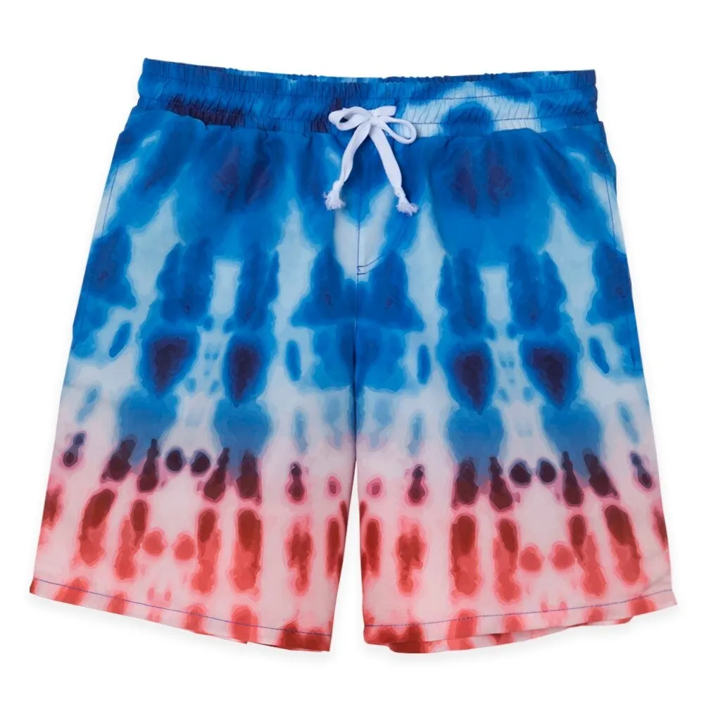 Blue & Red Tie-Dye Print Swim Trunks sold by Zulily