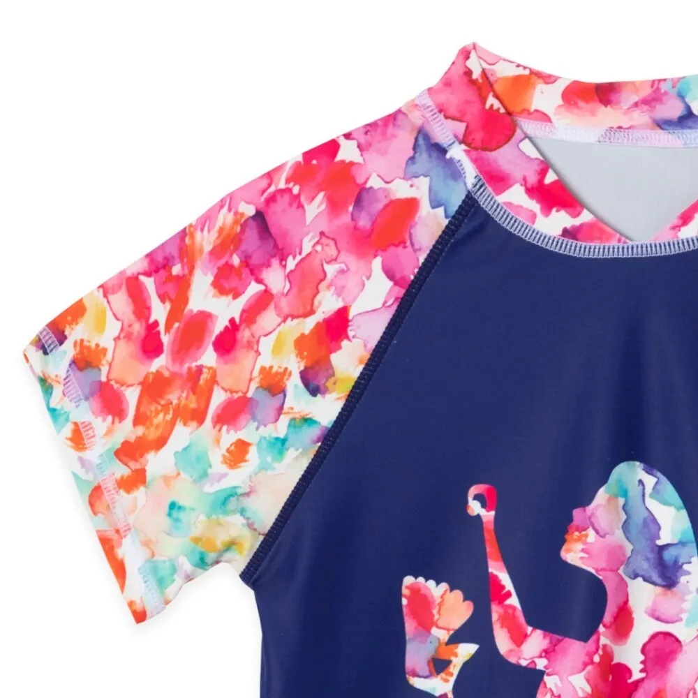 Navy & Multi Color Watercolor Mermaid Print Rashguard Set sold by Zulily product image thumbnail 3