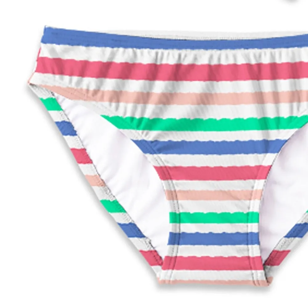 White & Multi Color Floral & Stripe Print Rashguard Set sold by Zulily product image thumbnail 3