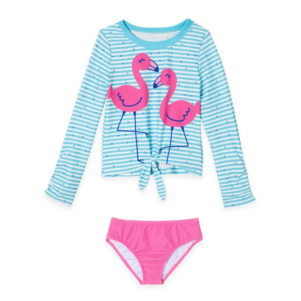 Blue & Pink Flamingo Print Rashguard Set sold by Zulily