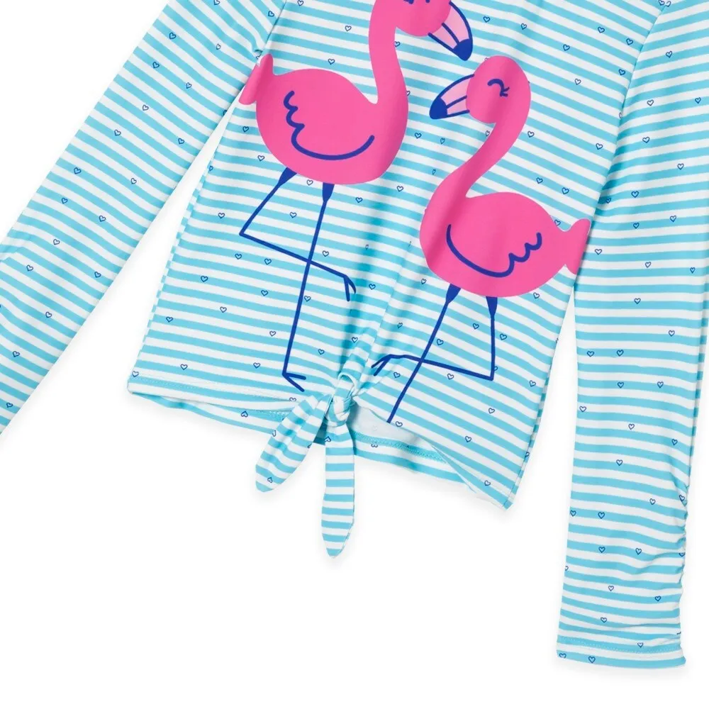 Blue & Pink Flamingo Print Rashguard Set sold by Zulily product image thumbnail 3