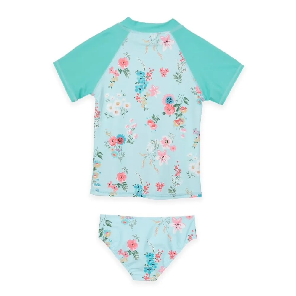 Light Turquoise & Pink Floral Horse Print Rashguard Set sold by Zulily product image thumbnail 2