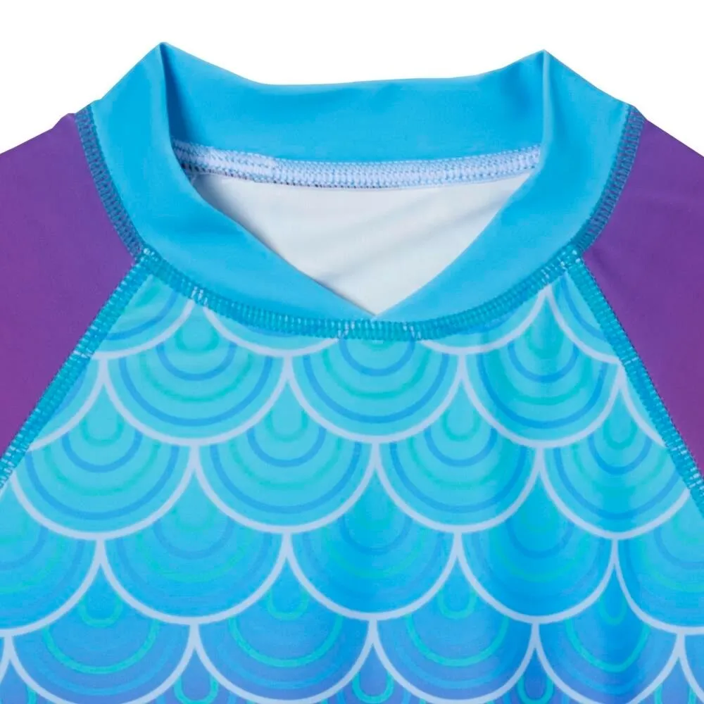 Purple & Blue Mermaid Scales Ombre Print Rashguard Set & Ruffle Halter Tankini sold by Zulily product image thumbnail 3