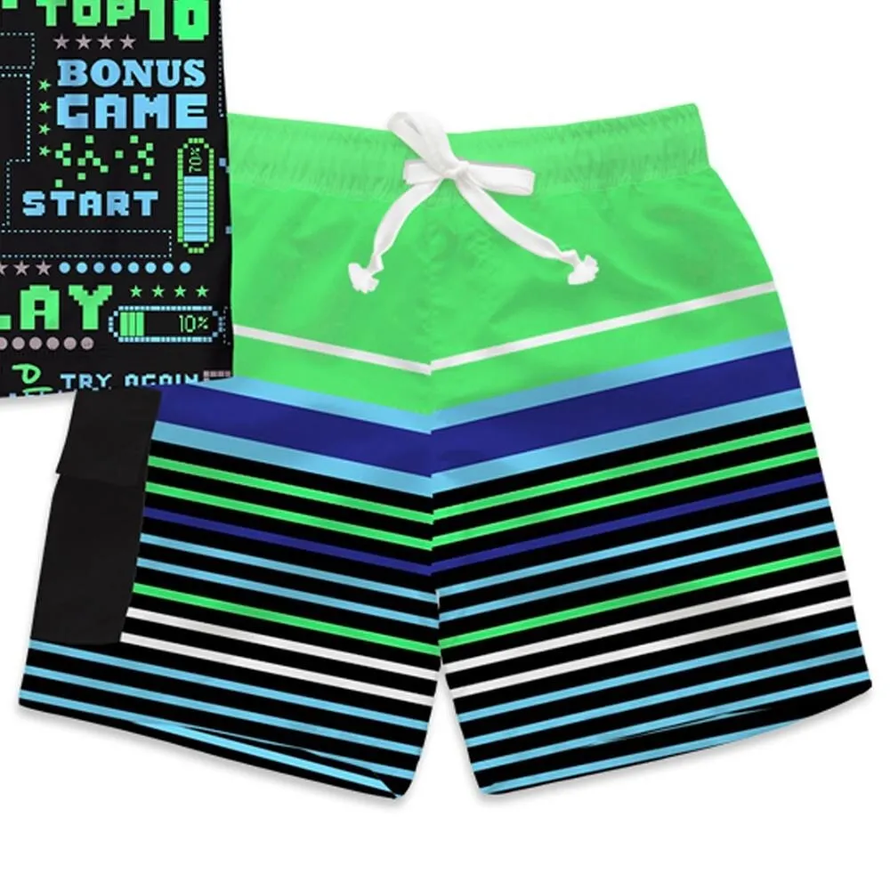 Black & Green "Play Game" & Stripe Print Short Sleeve Rashguard Set sold by Zulily product image thumbnail 3