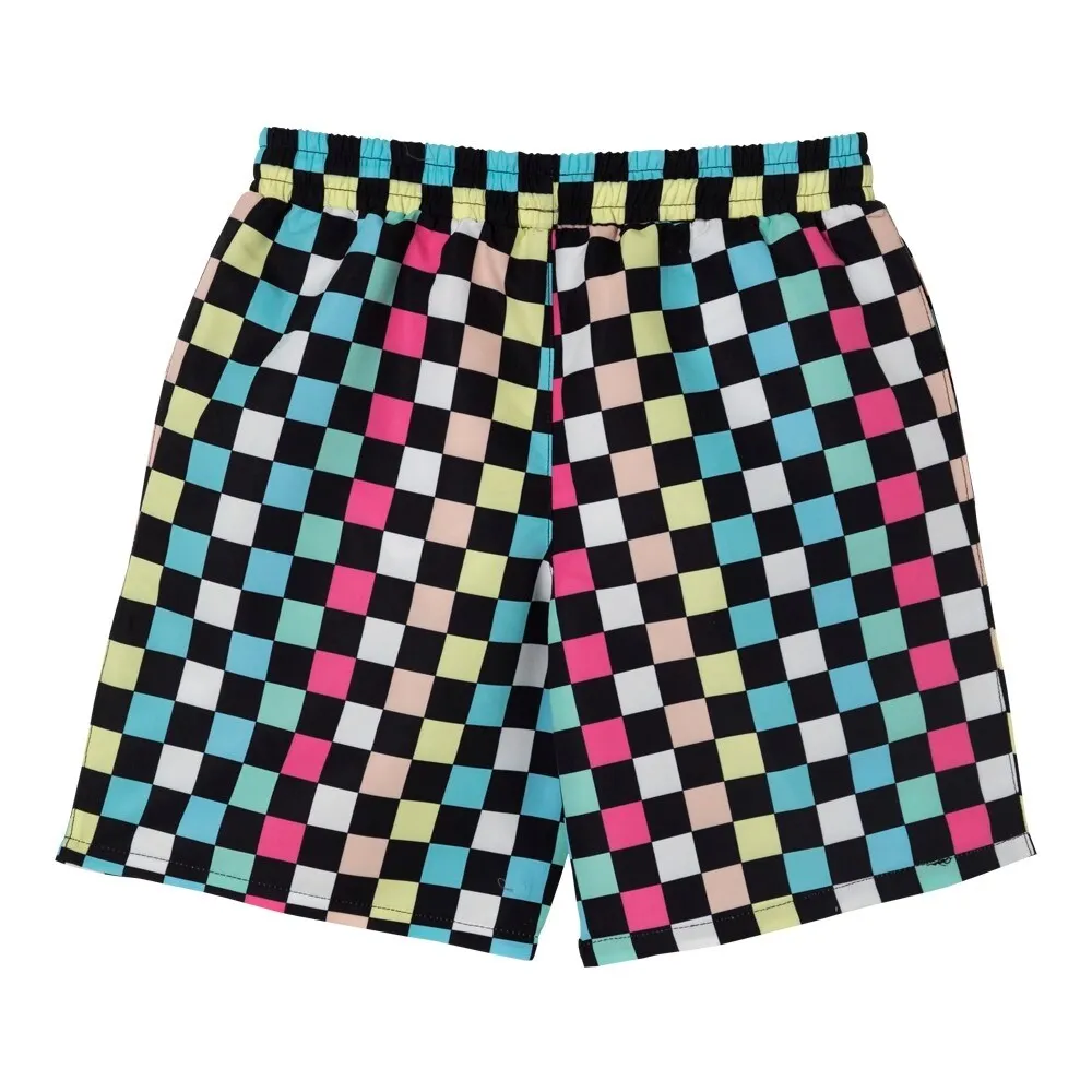 Black & Multi Color Checkerboard Print Swim Trunks sold by Zulily product image thumbnail 2