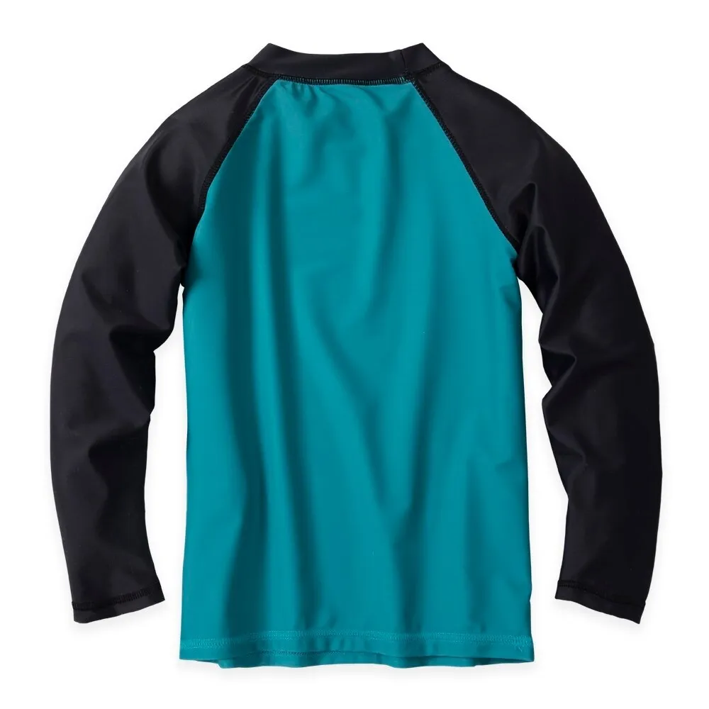 Black & Teal Sea Turtle Long Sleeve Rashguard Top sold by Zulily product image thumbnail 2