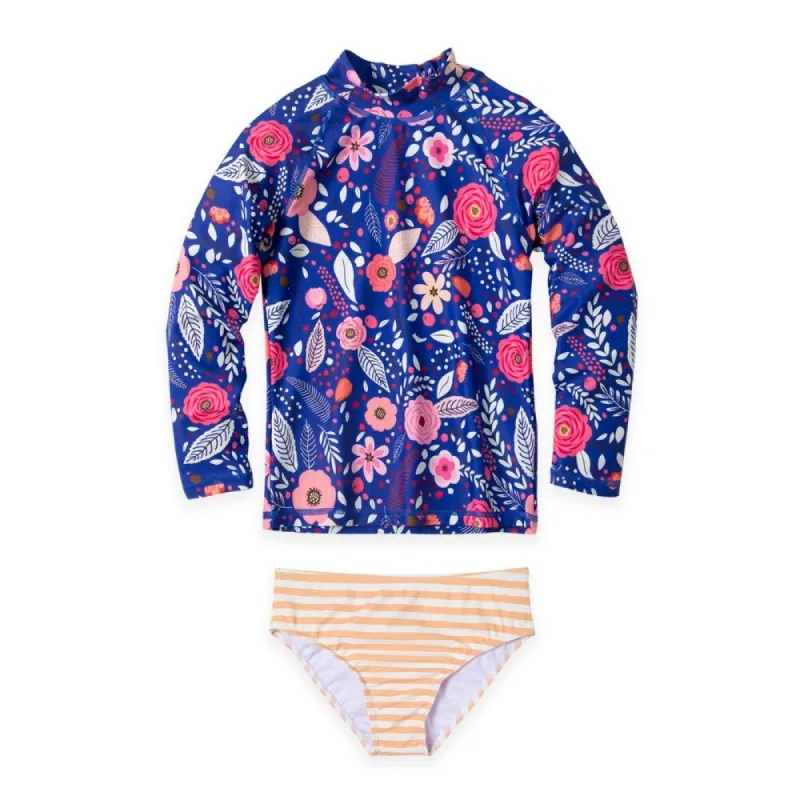 Blue & Pink Floral & Stripe Print Rashguard Set sold by Zulily