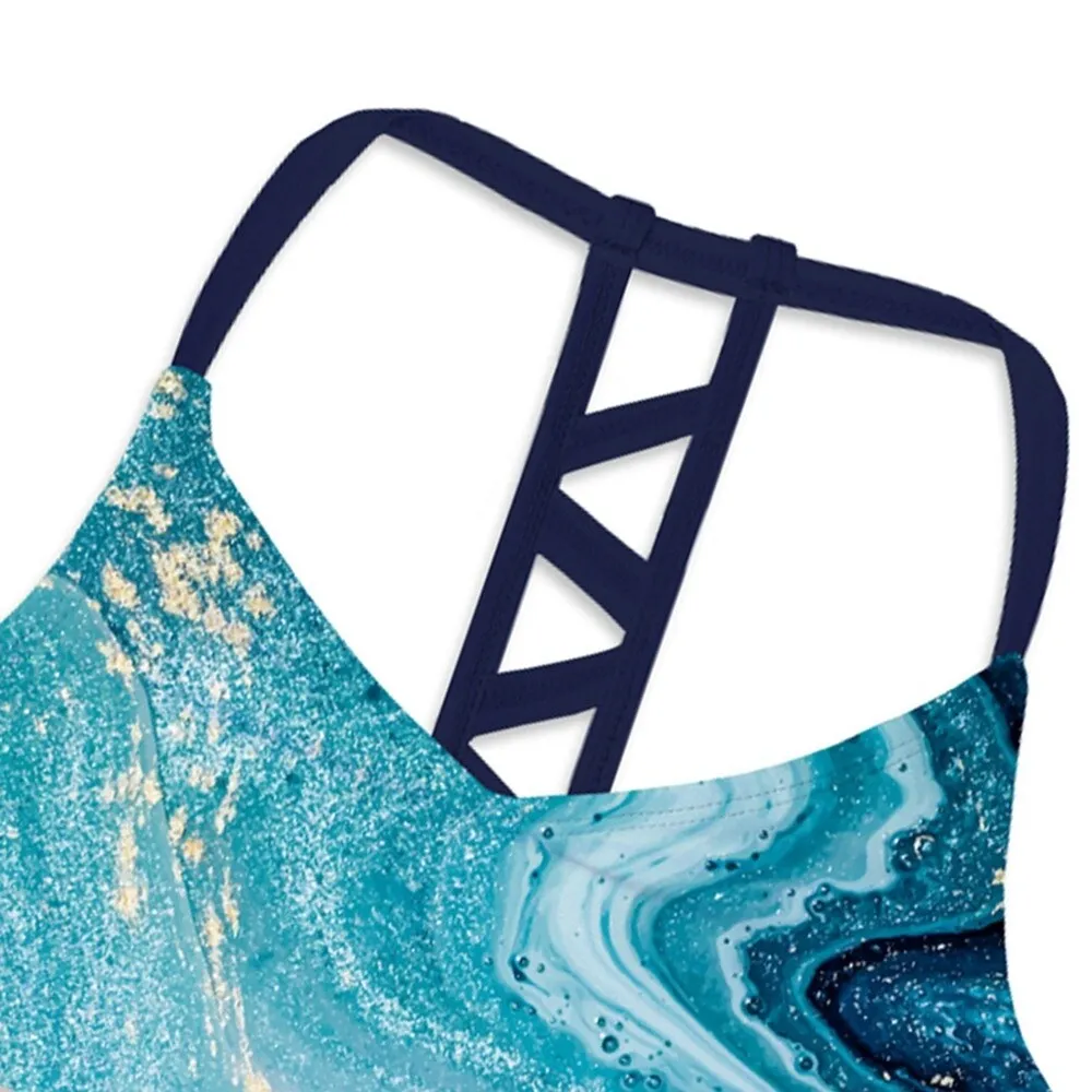 Turquoise Abstract Marble Print Bow-Accent Bikini sold by Zulily product image thumbnail 2