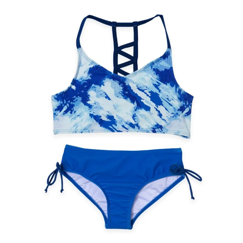 Blue Tie-Dye Print Bow-Accent Bikini sold by Zulily