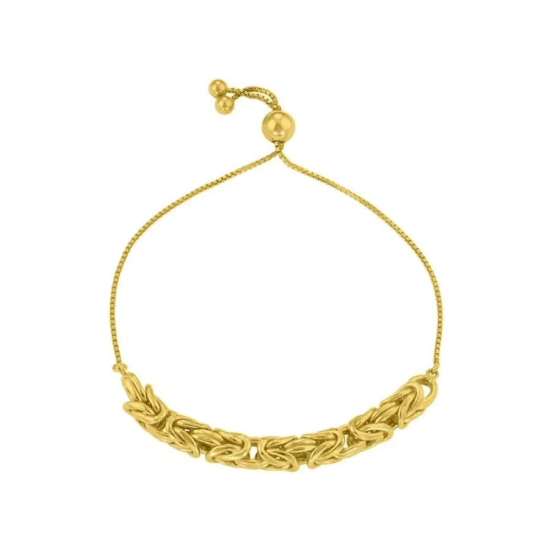 925 Sterling Silver Adjustable Gold Byzantine Chain Bolo Bracelet sold by Zulily