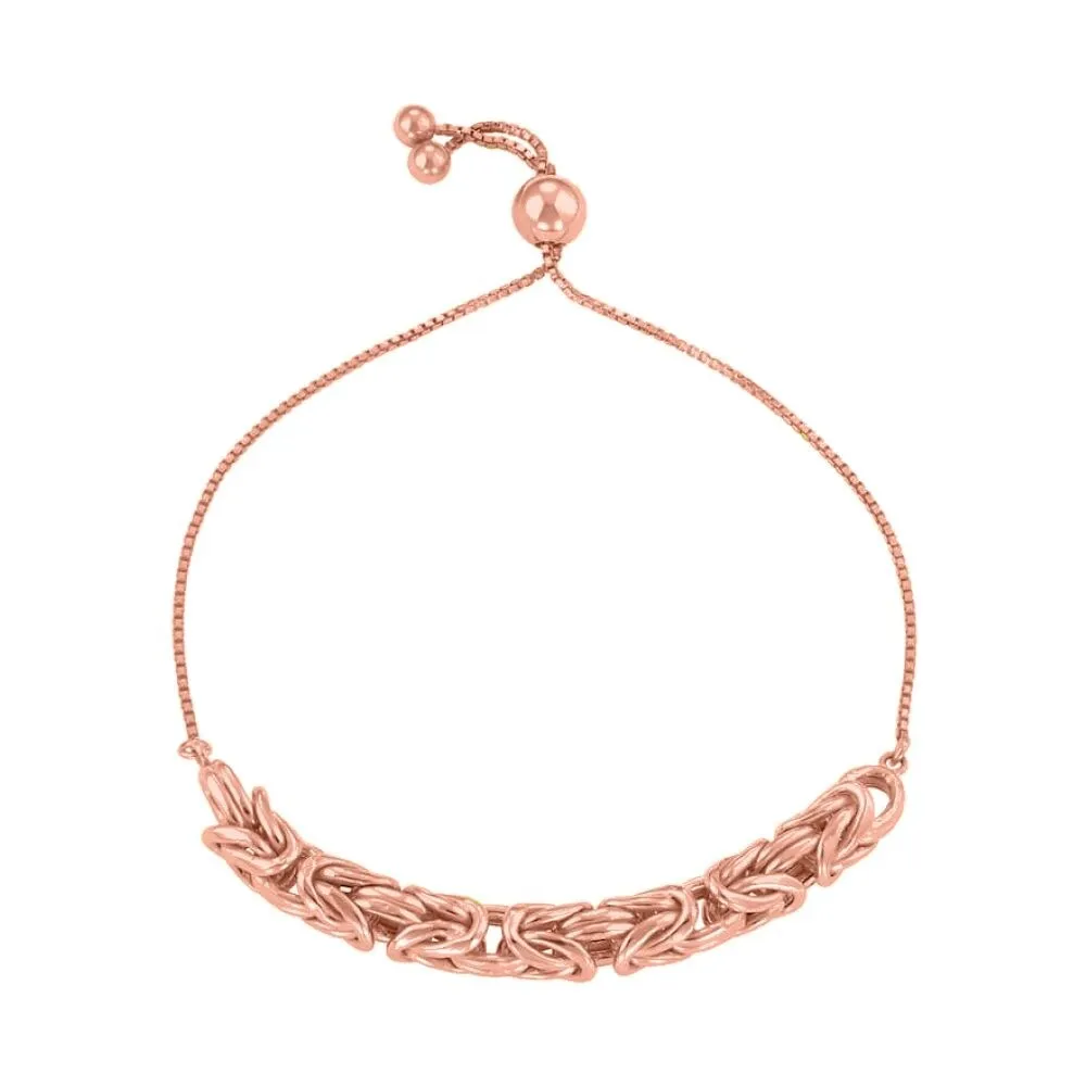 925 Sterling Silver Adjustable Rose Gold Byzantine Bolo Bracelet - Rose Gold sold by Zulily product image thumbnail 3