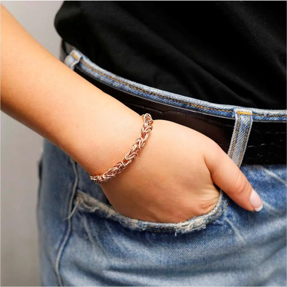 925 Sterling Silver Adjustable Rose Gold Byzantine Bolo Bracelet - Rose Gold sold by Zulily product image thumbnail 2