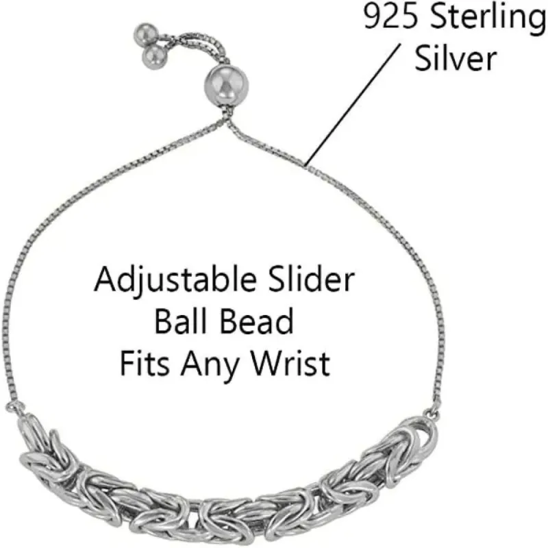 925 Sterling Silver Adjustable Byzantine Chain Bolo Bracelet sold by Zulily