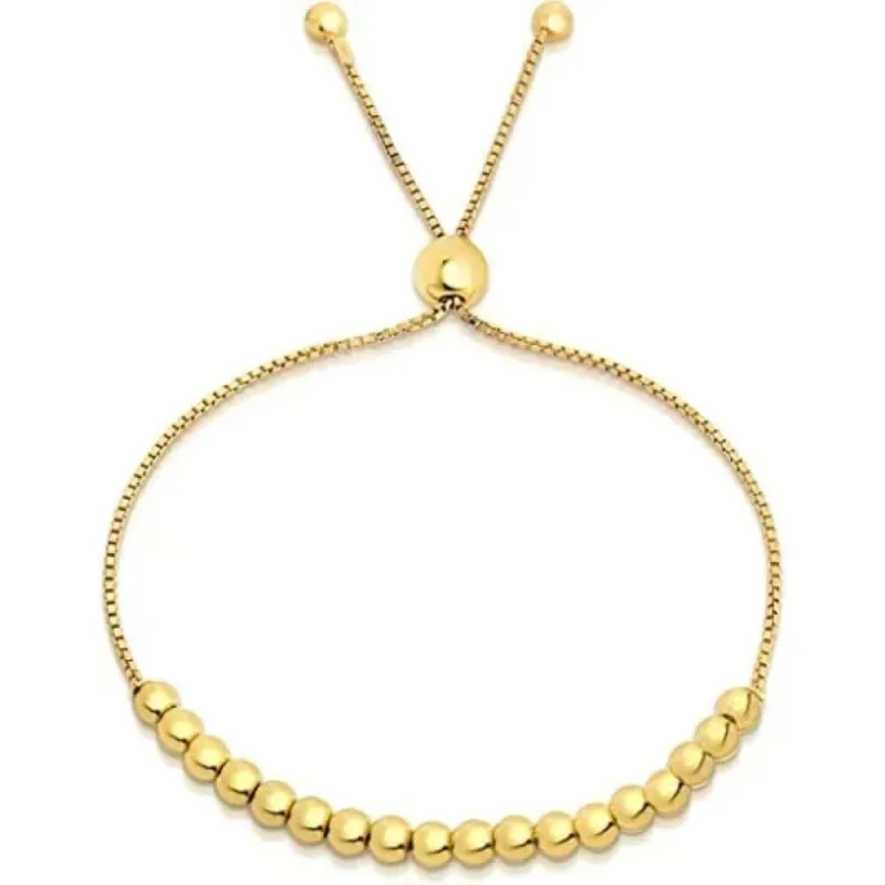 925 Sterling Silver Gold Adjustable Bolo Bead Elegant Bracelet sold by Zulily