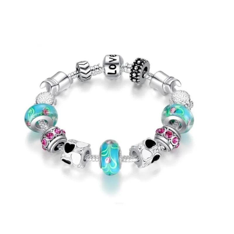 Silvertone Pink Turquoise Charm Bracelet - Blue sold by Zulily