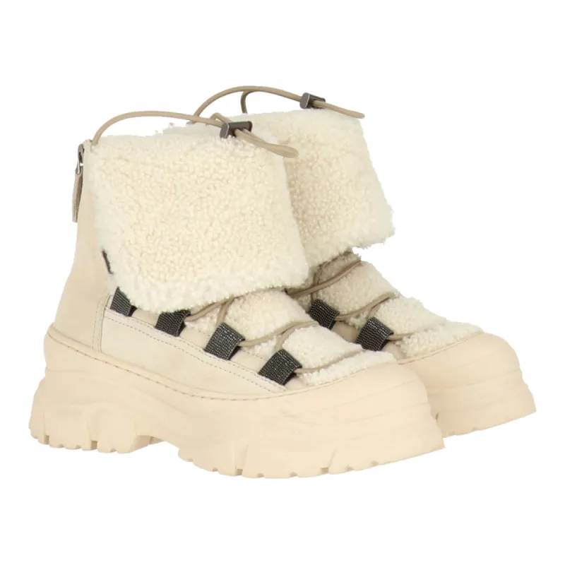 Brunello Cucinelli Womens Ivory Boot made by Brunello Cucinelli