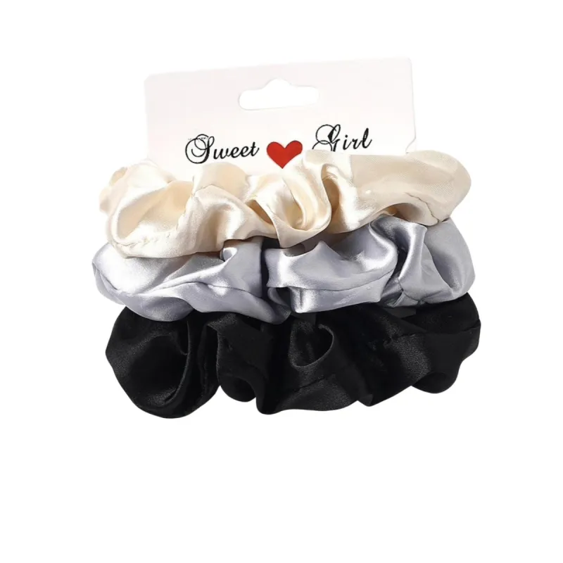 Satin Set Of 3 Scrunchies - Read Pink White sold by Zulily